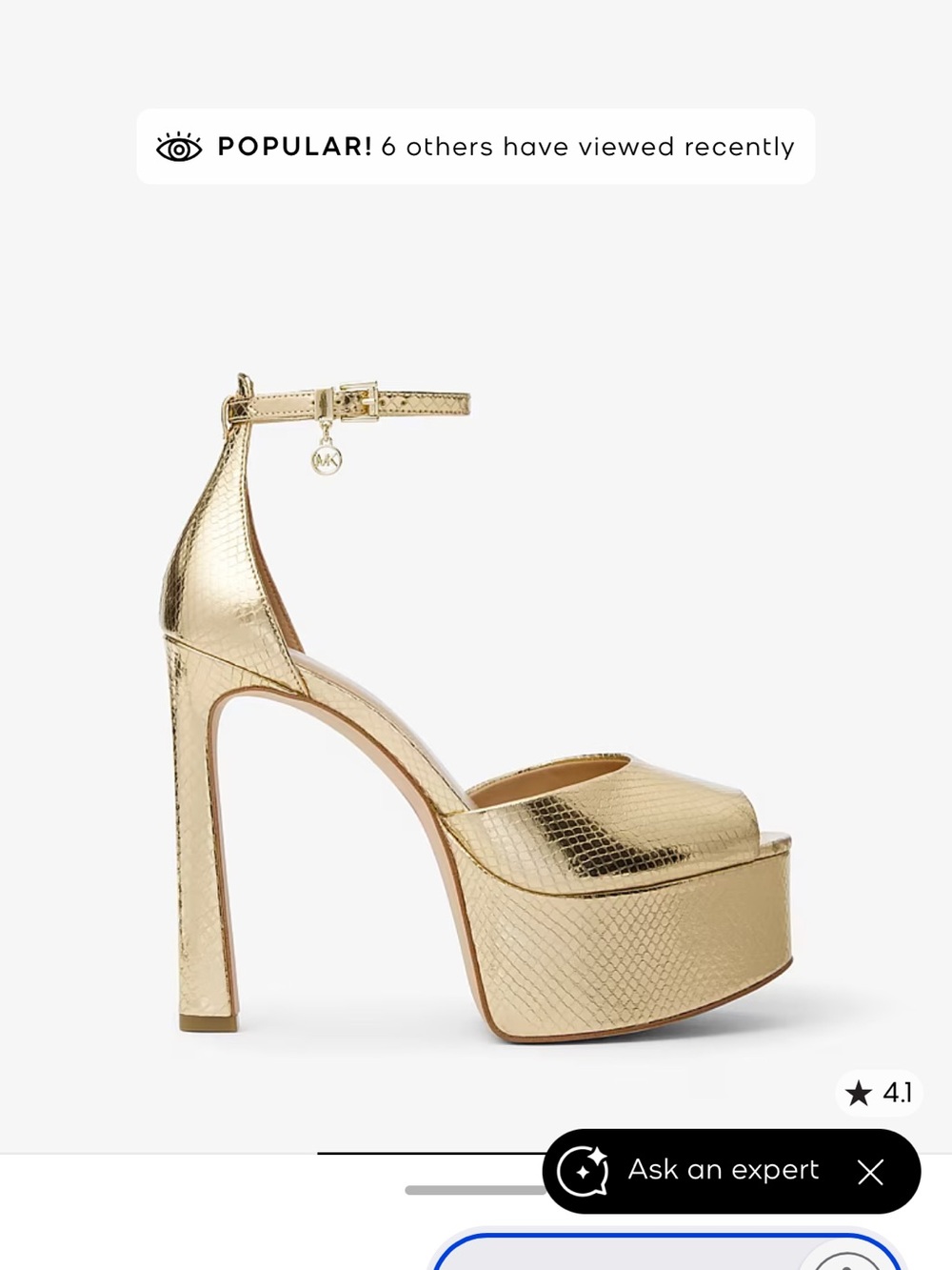 MICHAEL Michael Kors Gold Platform Ankle-Strap Heels